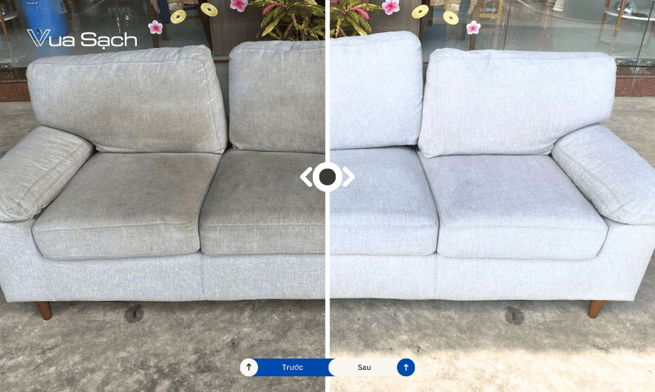 Chất lượng trước và sau khi giặt sofa vải tại nhà khách hàng Vua Sạch Đà Nẵng