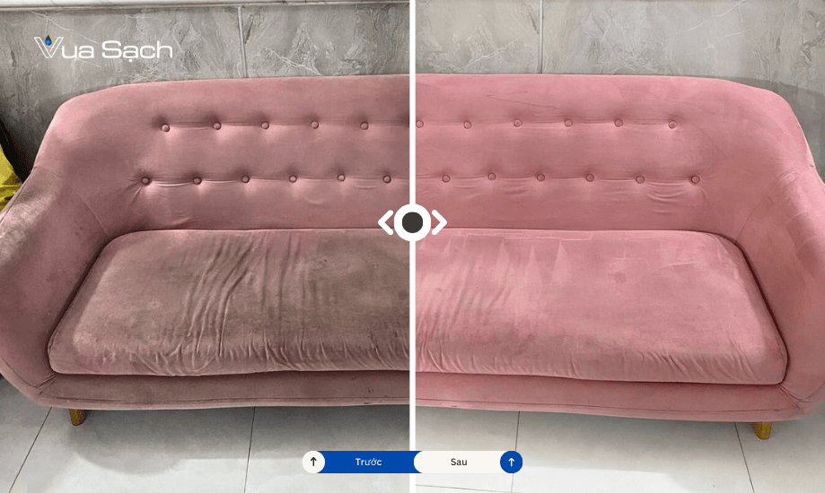 Hiệu quả sofa nhung tại nhà khách hàng Vua Sạch Đà Nẵng